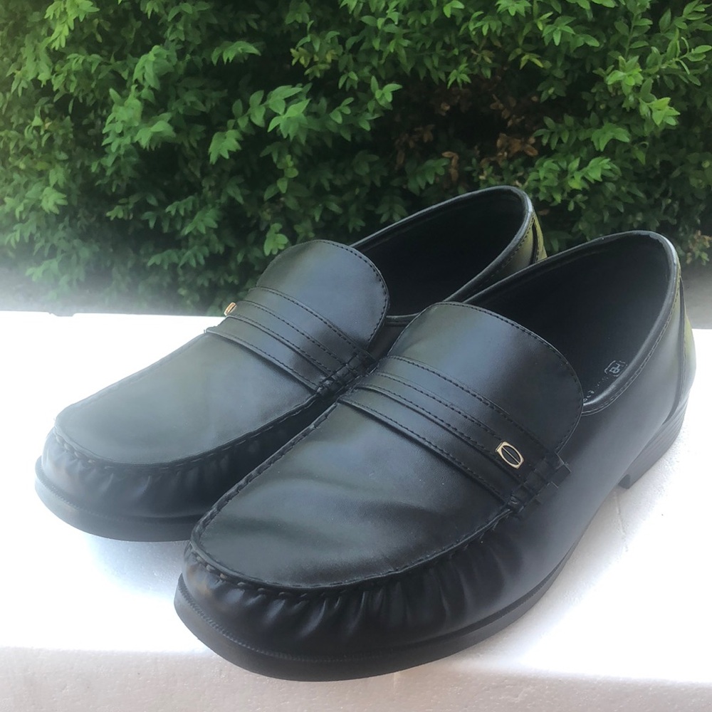 Hunters Bay Mens Black Slip On Loafers Work Dress Shoes Size 12W